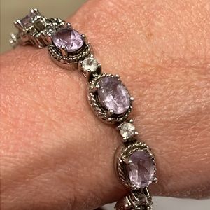 Genuine amethyst and white zircon bracelet.